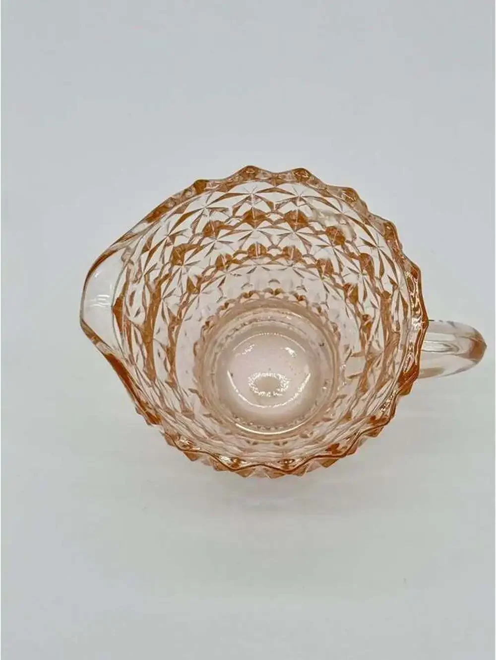 Jeannette Holiday Pink Glass Creamer Buttons & Bows Footed 1940s